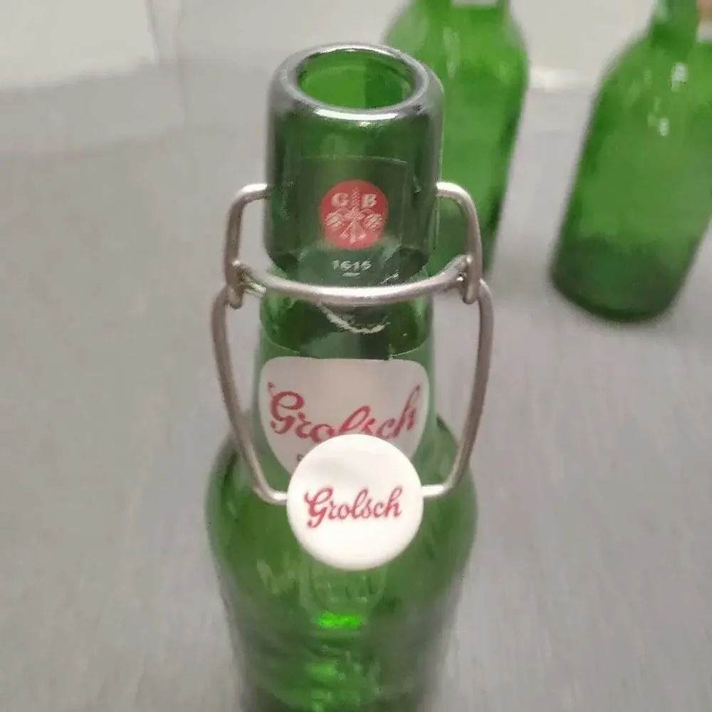 Grolsch Swing Top Beer Bottles Set 3 Green Glass Reusable Brewing